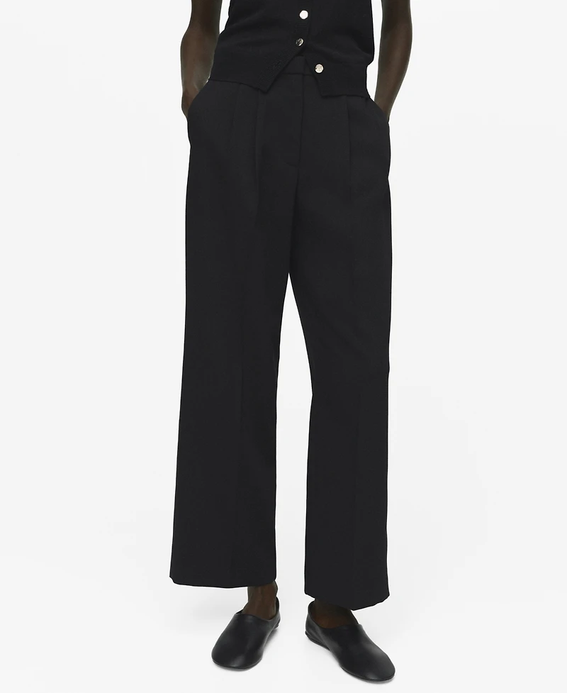 Mango Women's Straight-Fit Pleated Pants