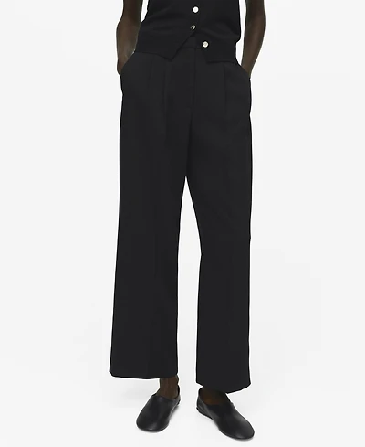 Mango Women's Straight-Fit Pleated Pants