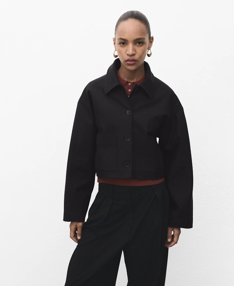 Mango Women's Pockets Cropped Jacket