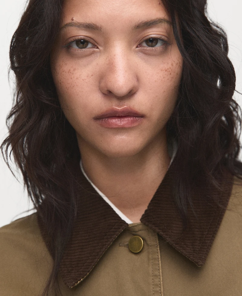 Mango Women's Corduroy Collar Denim Jacket