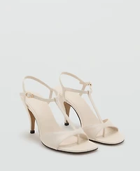 Mango Women's Straps Heeled Leather Sandals