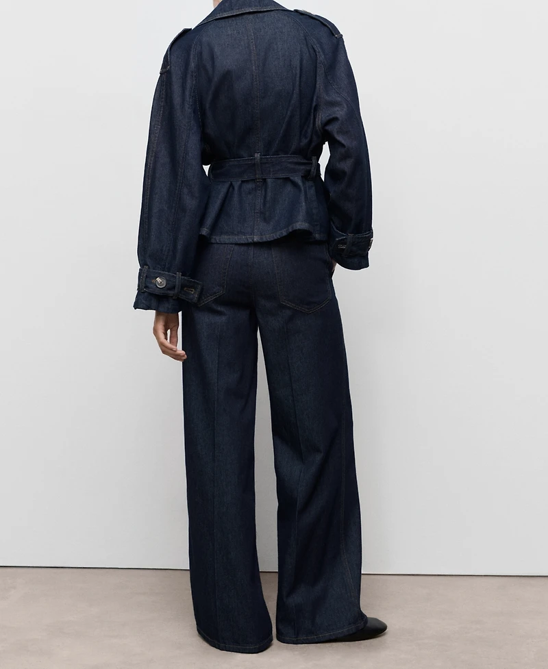 Mango Women's Wide-Leg Denim Pants