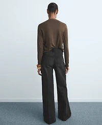 Mango Women's High-Waisted Wide-Leg Jeans