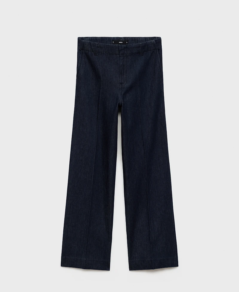 Mango Women's High-Waisted Wide Leg Denim Pants