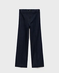 Mango Women's High-Waisted Wide Leg Denim Pants