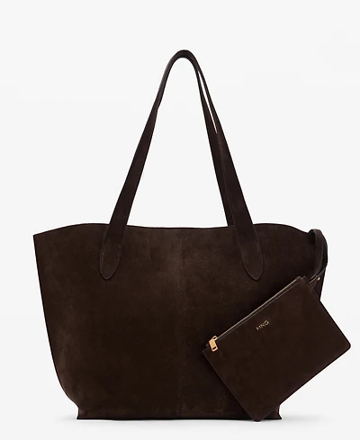 Mango Women's Suede Shopper Bag