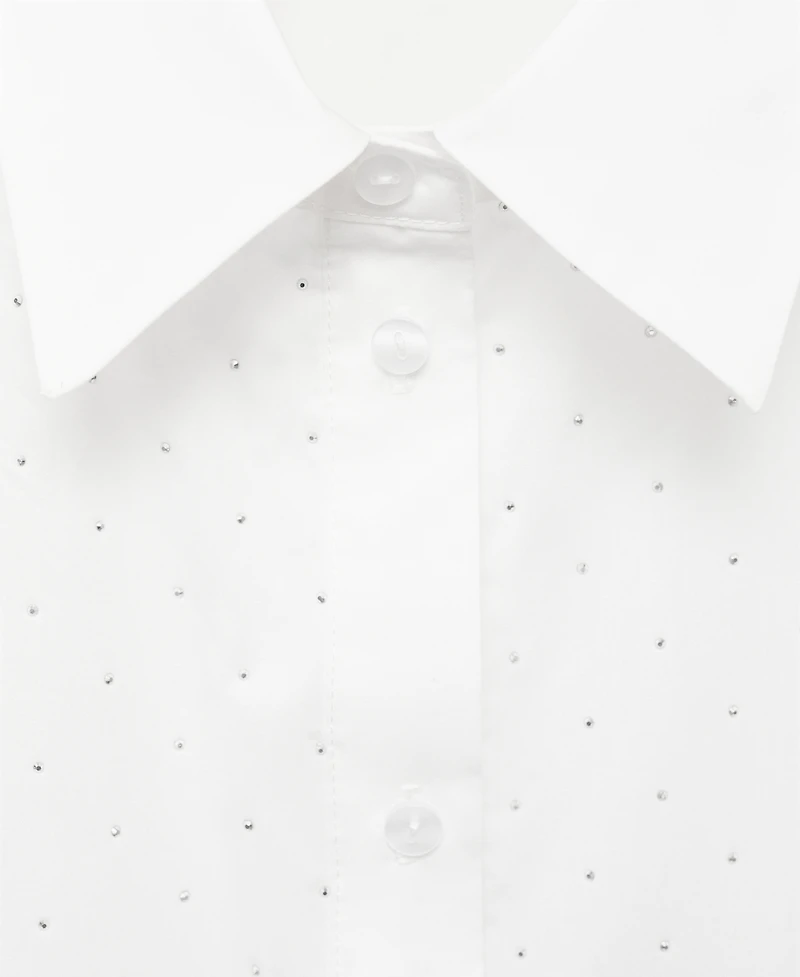 Mango Women's Rhinestone Cropped Shirt
