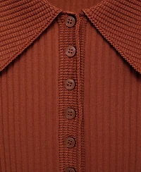 Mango Women's Polo Neck Ribbed Sweater