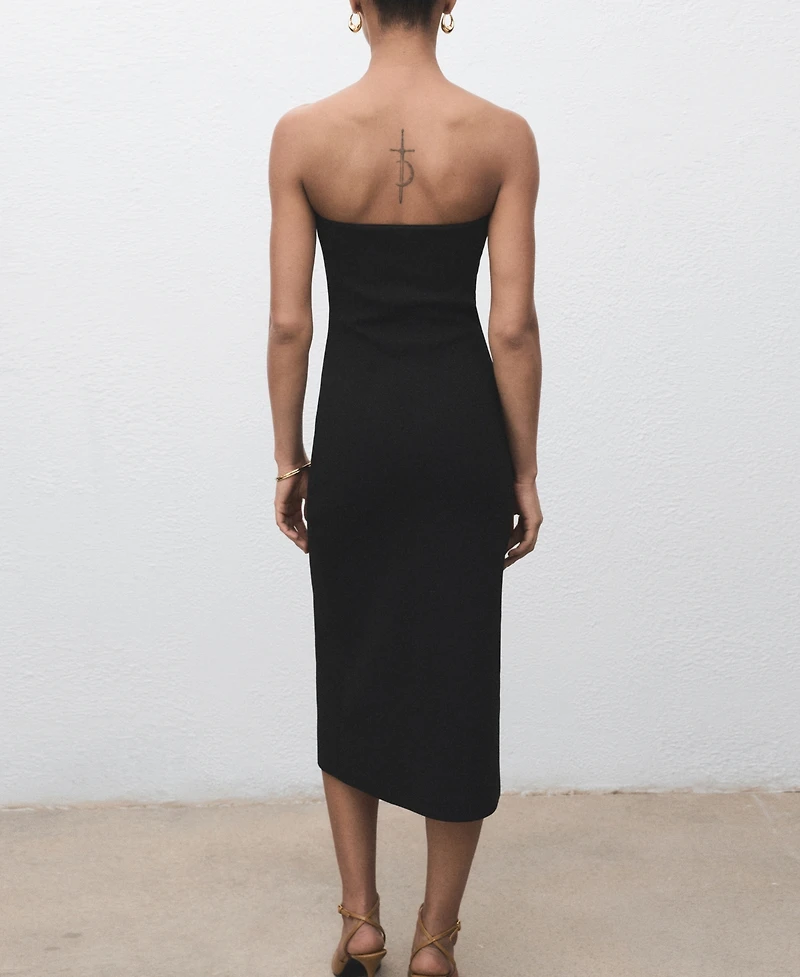 Mango Women's Jewel Buttons Strapless Dress