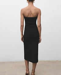 Mango Women's Jewel Buttons Strapless Dress