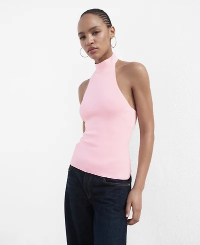 Mango Women's Halter-Neck Knitted Top