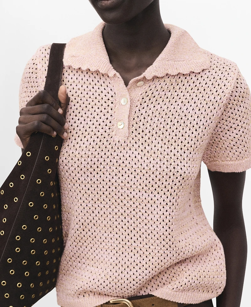 Mango Women's Short-Sleeved Crochet Sweater