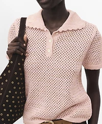 Mango Women's Short-Sleeved Crochet Sweater