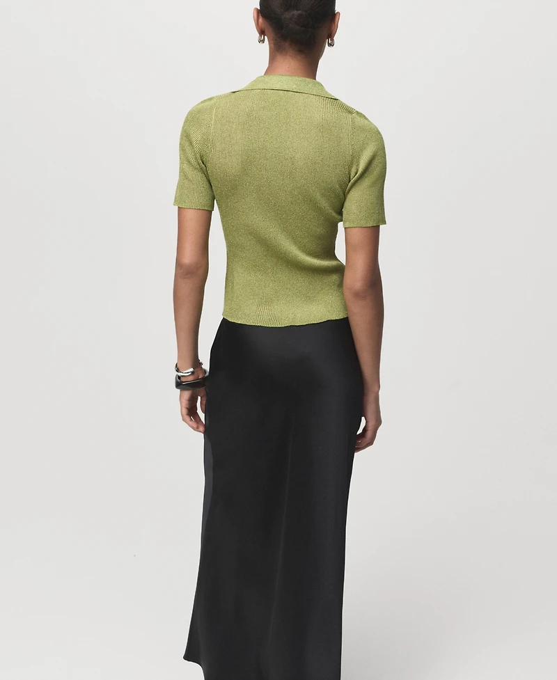Mango Women's Lurex Polo Neck Sweater