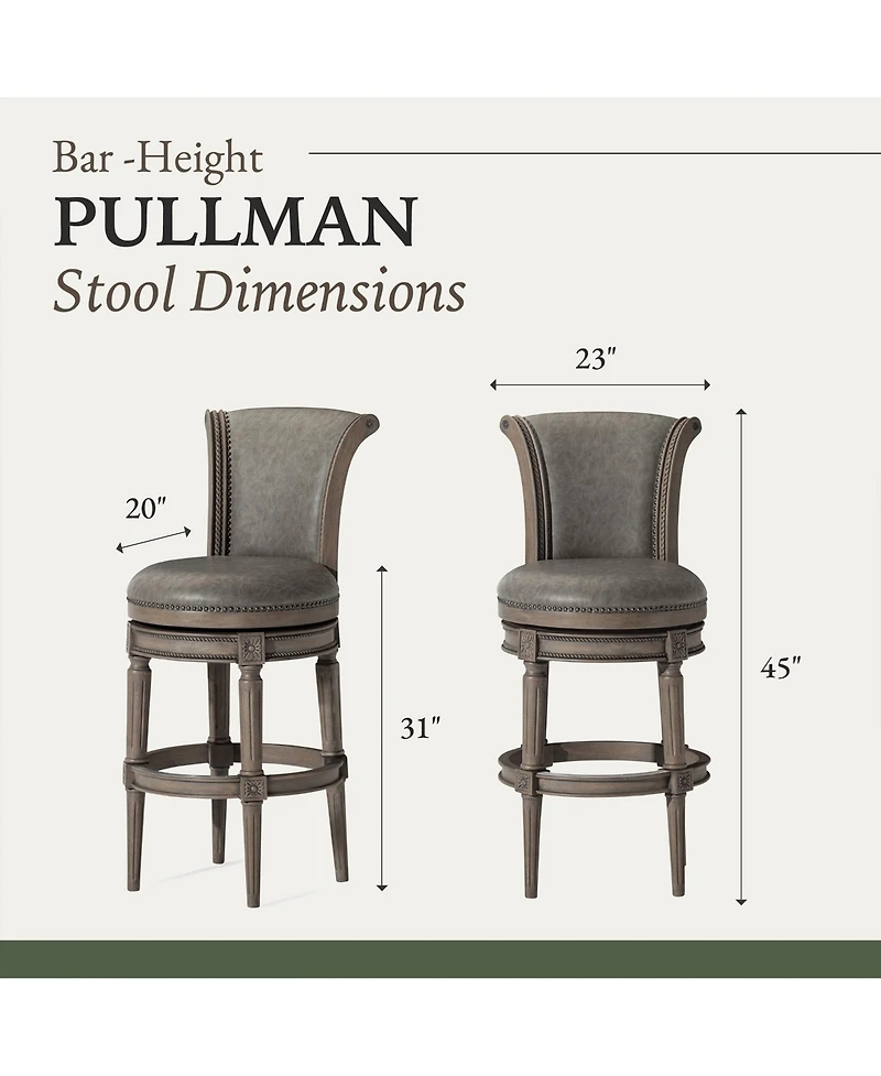 Maven Lane Pullman Bar Stool in Reclaimed Oak Finish, Ronan Stone, Set of 2