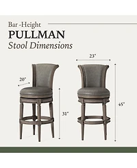 Maven Lane Pullman Bar Stool in Reclaimed Oak Finish, Ronan Stone, Set of 2