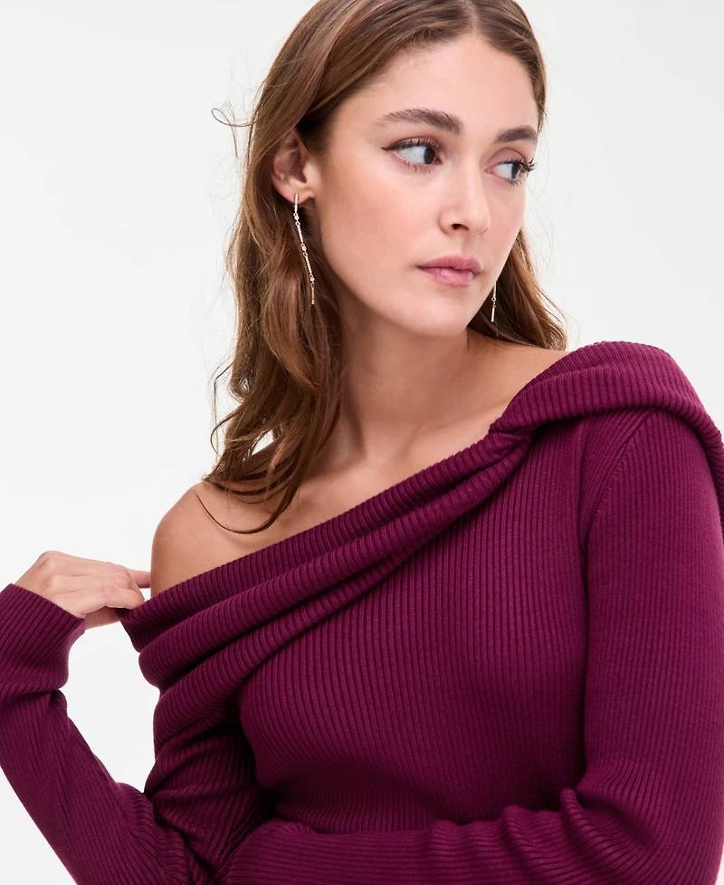 Bar Iii Women's Off-The-Shoulder Ribbed Sweater, Macy's Exclusive