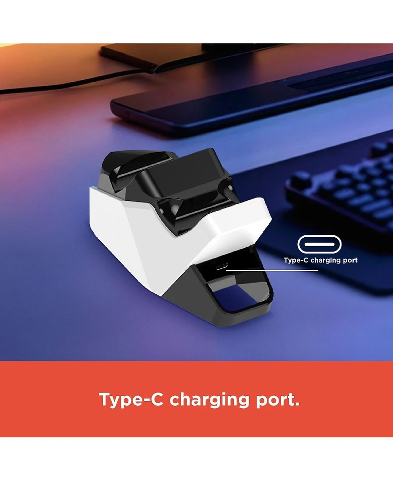 RadioShack Dual Charging Dock for PS5 Controllers For 2 Controllers With Type C Charging Port and Smart Led Contact Indicators 2606070