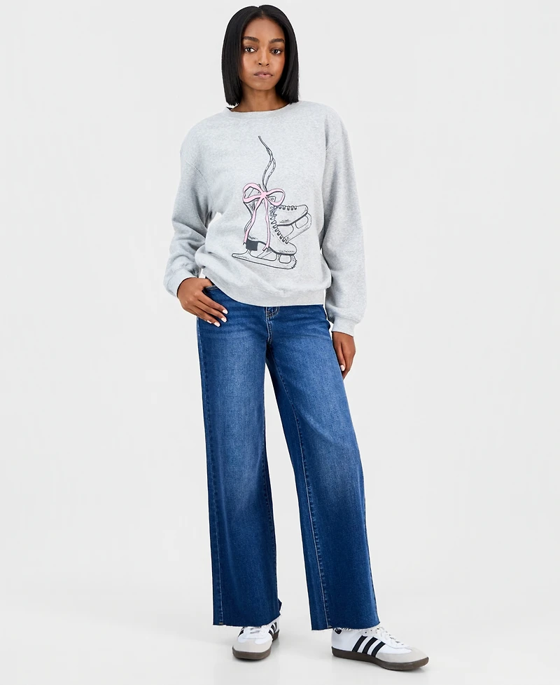 Grayson Threads, The Label Juniors' Ice Skates Graphic-Print Sweatshirt