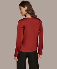Donna Karan New York Women's Long Sleeve Faux Wrap Top