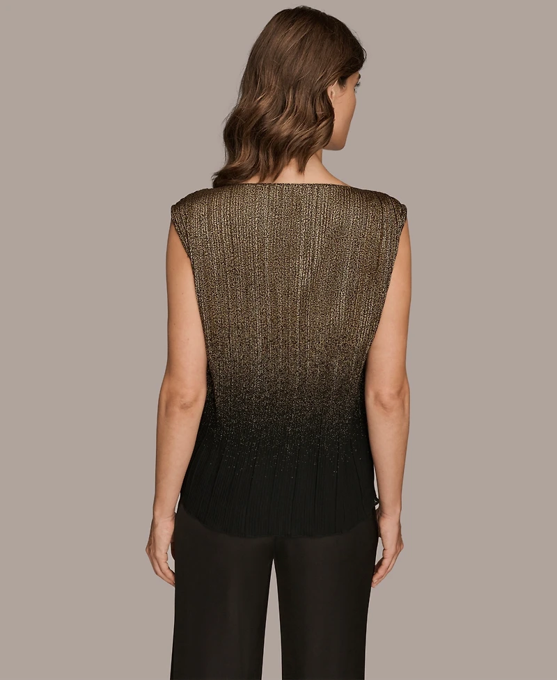 Donna Karan New York Petite Boat-Neck Ombre Sleeveless Top