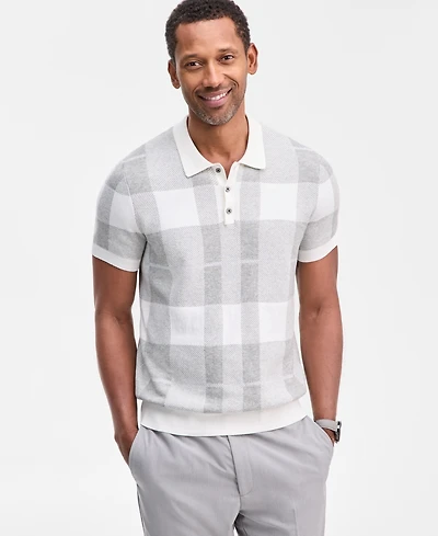 Club Room Men's Cotton Plaid Short-Sleeve Polo Sweater, Macy's Exclusive