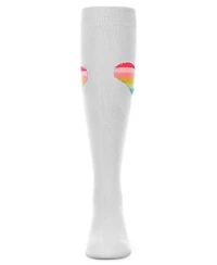 Memoi Little Girls Neon Stitched Heart Cotton Blend Knee High Sock