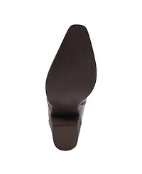 L Artiste Women s Rebamac Western Floral Embossed Leather Mid-Calf Cowboy Booties with Snip Toe and Zipper Closure