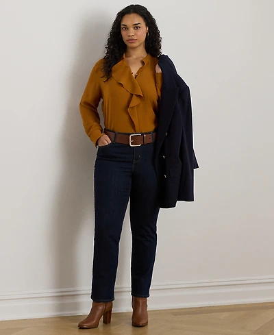 Lauren Ralph Plus Ruffle Trimmed Tunic Top