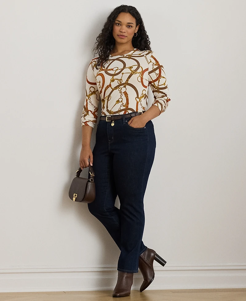 Lauren Ralph Plus Belting-Print T-Shirt