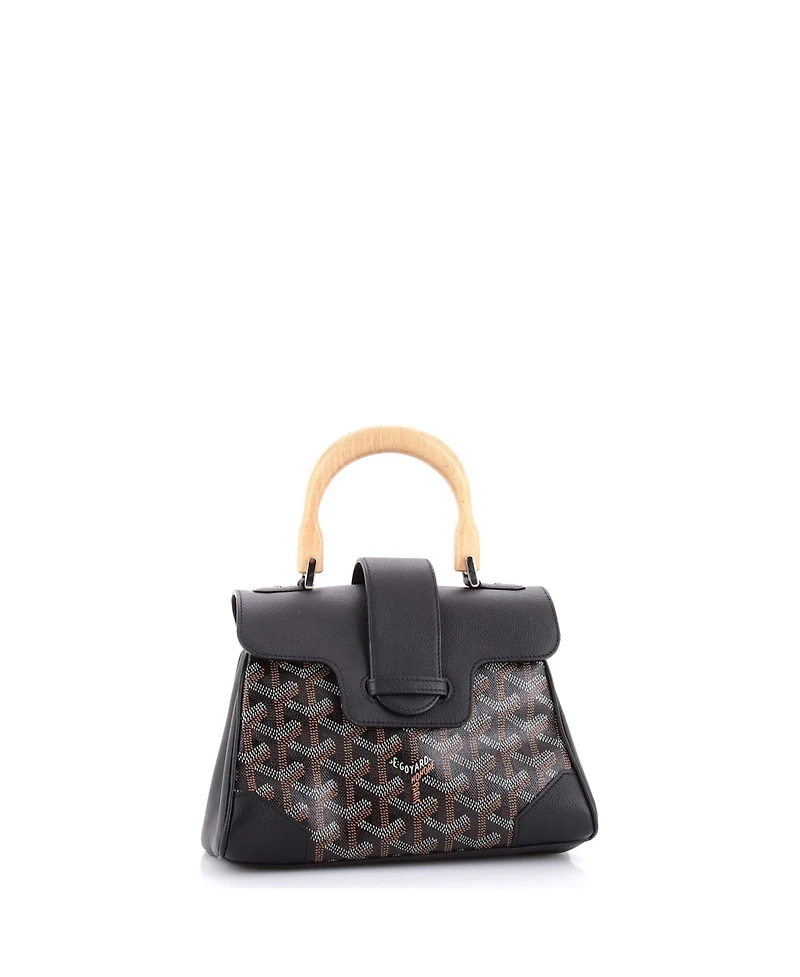 Pre-Owned Goyard Mini Saigon Top Handle Bag Coated Canvas with Leather