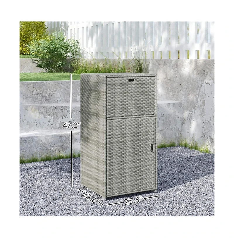 Slickblue Outdoor Towel Rack Cabinet with Storage Shelves and Rolling Wardrobe Locker