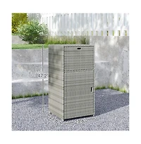 Slickblue Outdoor Towel Rack Cabinet with Storage Shelves and Rolling Wardrobe Locker