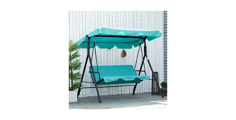 67inch 3-Seat Standalone Patio Swing with 660lb Capacity and Adjustable Canopy