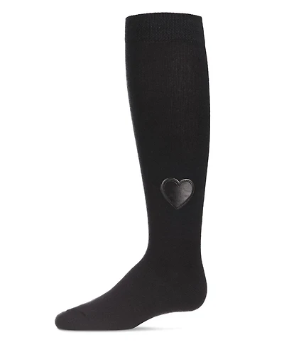 Memoi Little Girls Heart Patch Cotton Blend Knee High Socks