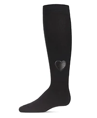 Memoi Little Girls Heart Patch Cotton Blend Knee High Socks
