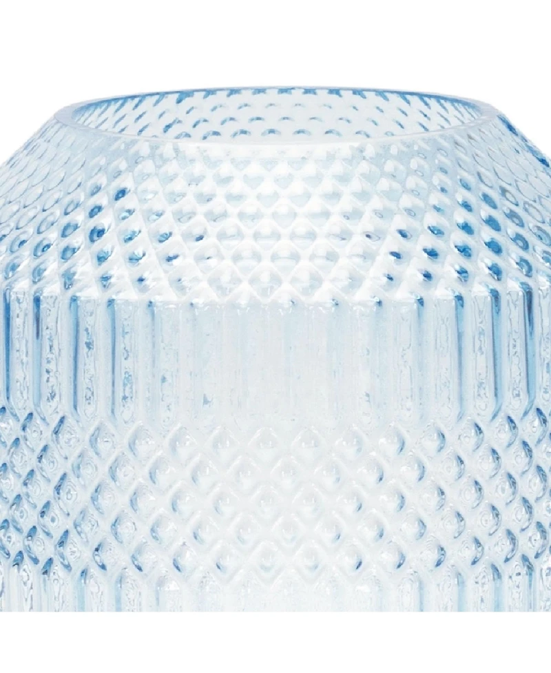 Diamond Pattern Blue Glass Vase Or Candle Holder