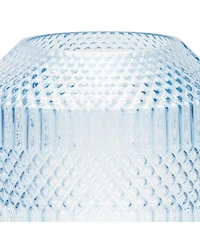Diamond Pattern Blue Glass Vase Or Candle Holder