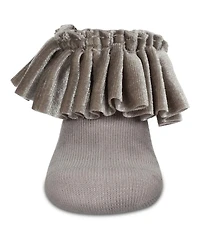 Memoi Big Girls Velvet Pleated Cotton Blend Anklet Socks