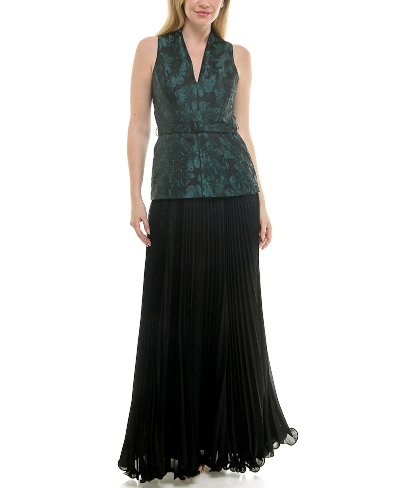 Taylor Women's V-Neck Pleat Detail Dress