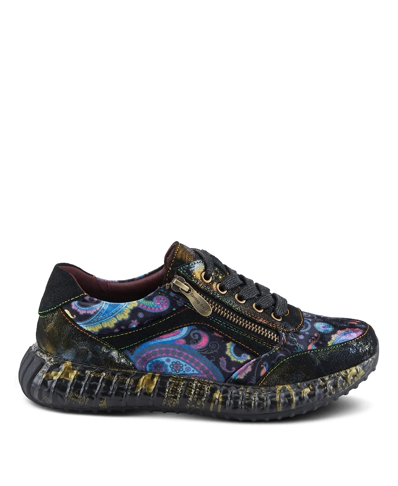 L'Artiste Women's Javana Fashion Sneakers with Velvet & Suede Upper, Lace Accents, Zipper Closure & Cushioned Insole