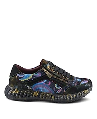 L'Artiste Women's Javana Fashion Sneakers with Velvet & Suede Upper, Lace Accents, Zipper Closure & Cushioned Insole