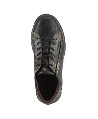 L Artiste Women s Danli-bloom Zippered Platform Sneakers Hand-Painted Leather with Floral Embossing and Rainbow Stitching