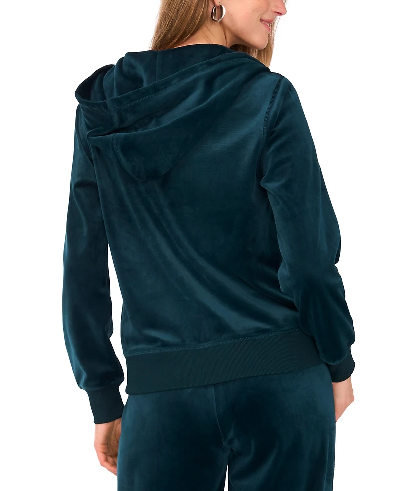 Vince Camuto Women's Velour Zip-Front Hoodie Jacket