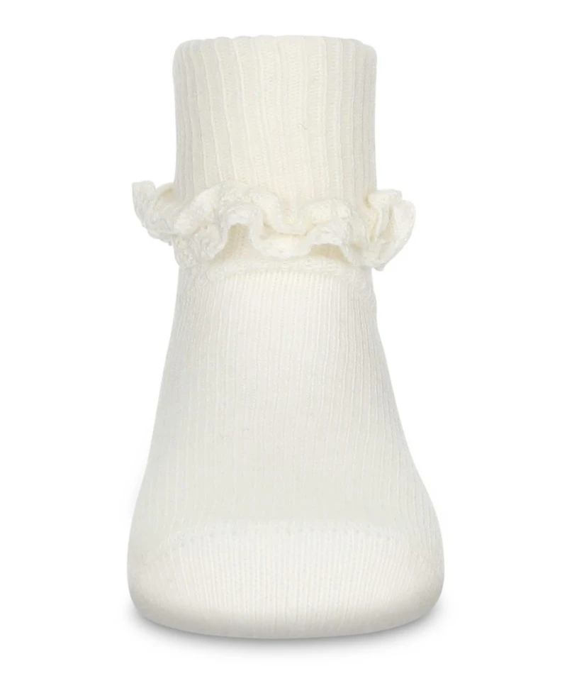 Memoi Infant Ruffle Eyelet Cotton Blend Anklet Socks