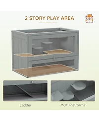 PawHut 2-Level Hamster Cage with Openable Top, Door, Shelf, Ladder,