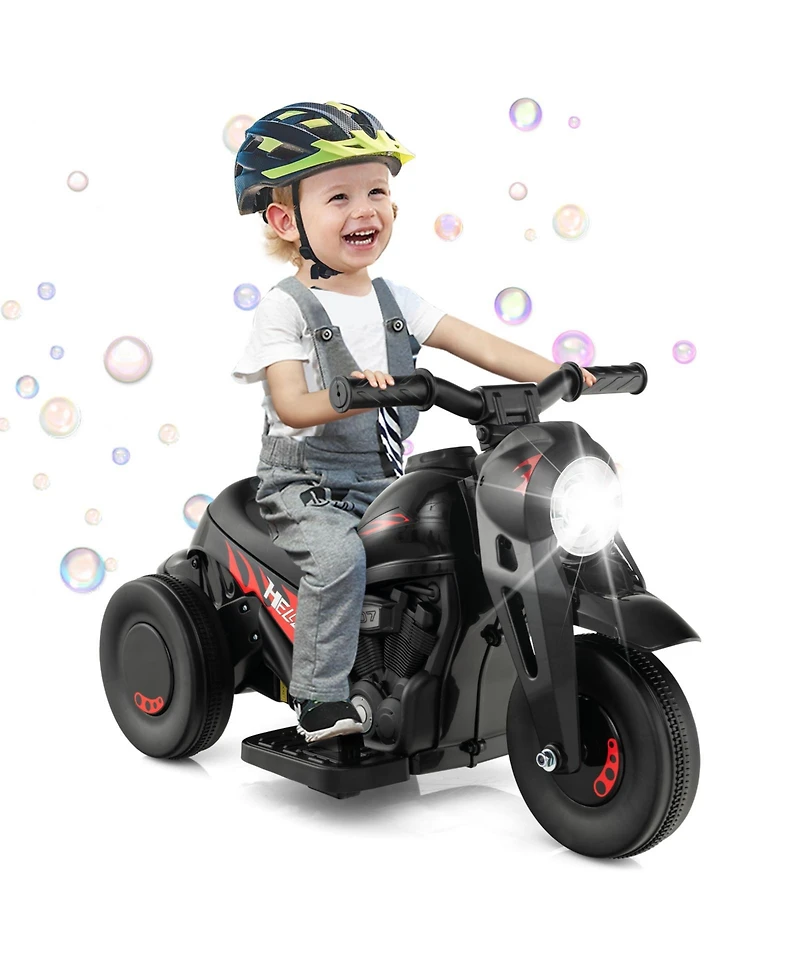 6V Kids Electric Ride-On Motorcycle with Bubble Maker and Music - Black