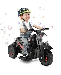 6V Kids Electric Ride-On Motorcycle with Bubble Maker and Music - Black