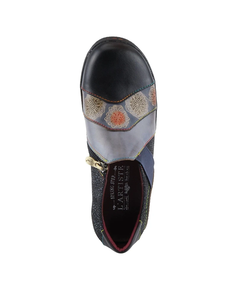 L Artiste Women s Lata Hand-Painted Closed Back Shoe with Removable Footbed and Geometric Multicolor Design