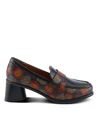 L'Artiste Women's Rivoire Hand-Painted Floral Loafer with Sculpted Heel and Cushioned Insole